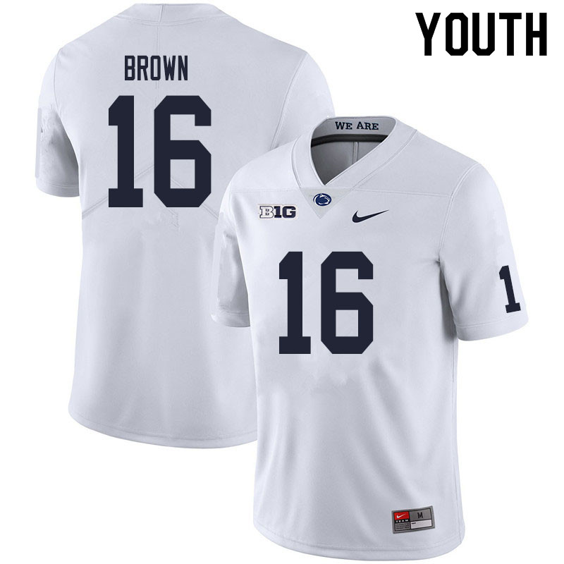 Youth #16 Ji'Ayir Brown Penn State Nittany Lions College Football Jerseys Sale-White - Click Image to Close